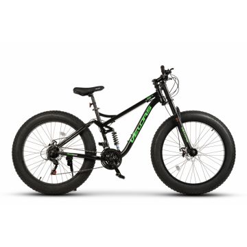 Bicicleta MTB-Full Suspension Fat Bike Velors Duro 2.6 V26309D NegruVerde, 26 inch, inaltime utilizator 150-195 cm, greutate suportata 150 kg Bicicleta MTB-Full Suspension Fat Bike Velors Duro 2.6 V26309D NegruVerde, 26 inch, inaltime utilizator 150-195 cm, greutate suportata 150 kg