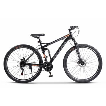 Bicicleta MTB Full-Suspension Velors Matador V2960G NegruGriPortocaliu, roti 29 inch, inaltime utilizator 170-195 cm, greutate suportata 120 kg Bicicleta MTB Full-Suspension Velors Matador V2960G NegruGriPortocaliu, roti 29 inch, inaltime utilizator 170-195 cm, greutate suportata 120 kg