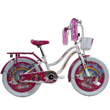 Bicicleta pentru copii Belderia Dora Alb 8-12 ani, roti 20 inch, frane V-Brake, cosulet si portbagaj