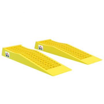 HOMCOM Set 2 Rampe de Încărcare pentru Auto din Plastic Antiderapant cu Capacitate 3tone, Galben | Aosom Romania HOMCOM Set 2 Rampe de Încărcare pentru Auto din Plastic Antiderapant cu Capacitate 3tone, Galben | Aosom Romania