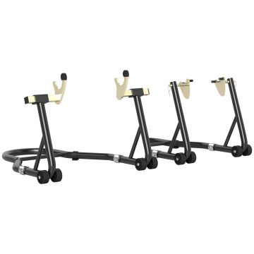 HOMCOM Set de 2 Suporturi Reglabile pentru Motocicletă, Tip Triunghi, din Oțel, Negru | Aosom Romania