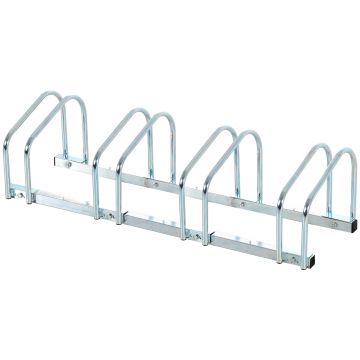 HOMCOM Suport de parcare pentru 4 biciclete din otel, 110x33x27 cm, argintiu | Aosom Romania HOMCOM Suport de parcare pentru 4 biciclete din otel, 110x33x27 cm, argintiu | Aosom Romania