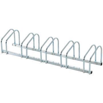HOMCOM Suport de parcare pentru biciclete pentru 5 biciclete din otel, 145 × 33 × 27 cm, argintiu | Aosom Romania HOMCOM Suport de parcare pentru biciclete pentru 5 biciclete din otel, 145 × 33 × 27 cm, argintiu | Aosom Romania