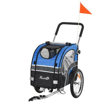 PawHut Carucior pentru Caini cu Prindere Bicicleta Spatiu Mare Albastru 130x58x94cm Ideal pentru Plimbari | Aosom Romania PawHut Carucior pentru Caini cu Prindere Bicicleta Spatiu Mare Albastru 130x58x94cm Ideal pentru Plimbari | Aosom Romania
