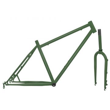 Kit Cadru+Furca Fat Bike Otel Verde Militar Mat Kit Cadru+Furca Fat Bike Otel Verde Militar Mat