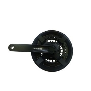 Angrenaj pedalier Shimano Tourney FC-TY301, 42X34X24T, brat 175mm, pt. 6 7 8 viteze, pe spate, cu CG, compatibil chaincase, culoare negru Angrenaj pedalier Shimano Tourney FC-TY301, 42X34X24T, brat 175mm, pt. 6 7 8 viteze, pe spate, cu CG, compatibil chaincase, culoare negru