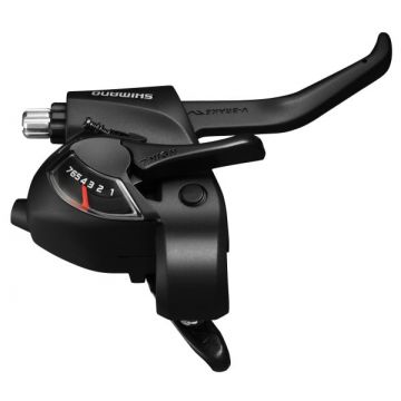 Maneta schimbator frana Shimano ST-EF41-7R, montaj dreapta, 7 viteze, cablu de schimbator 2050mm, 2 degete, pentru V-Brake, culoare negru Maneta schimbator frana Shimano ST-EF41-7R, montaj dreapta, 7 viteze, cablu de schimbator 2050mm, 2 degete, pentru V-Brake, culoare negru