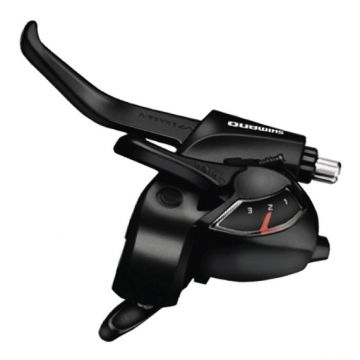 Maneta schimbator frana Shimano ST-EF41-L, montaj stanga, 3 viteze, cablu de schimbator 1800mm, 2 degete, pentru V-Brake, culoare negru Maneta schimbator frana Shimano ST-EF41-L, montaj stanga, 3 viteze, cablu de schimbator 1800mm, 2 degete, pentru V-Brake, culoare negru
