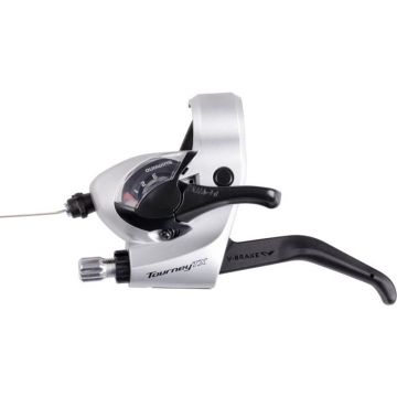 Maneta schimbator frana Shimano Tourney ST-TX800-L, montaj stanga, 3 viteze, cablu 1800mm, 2 degete, pentru V-Brake, culoare argintiu Maneta schimbator frana Shimano Tourney ST-TX800-L, montaj stanga, 3 viteze, cablu 1800mm, 2 degete, pentru V-Brake, culoare argintiu