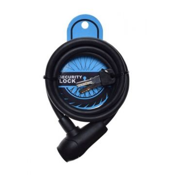 Antifurt cu cheie 10mm x 1500mm, protectie din silicon, culoare negru Antifurt cu cheie 10mm x 1500mm, protectie din silicon, culoare negru