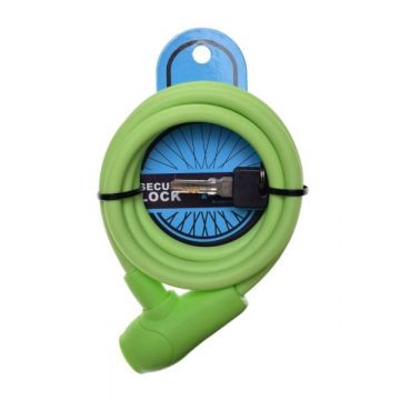 Antifurt cu cheie 10mm x 1500mm, protectie din silicon, culoare verde Antifurt cu cheie 10mm x 1500mm, protectie din silicon, culoare verde