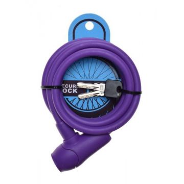 Antifurt cu cheie 10mm x 1500mm, protectie din silicon, culoare violet Antifurt cu cheie 10mm x 1500mm, protectie din silicon, culoare violet