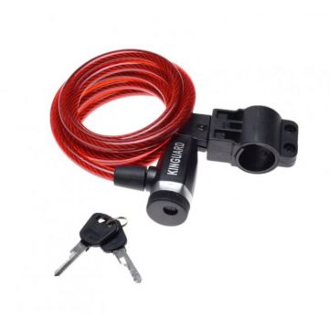 Antifurt cu cheie 10mm x 1800mm, culoare rosu negru, cu suport montare Antifurt cu cheie 10mm x 1800mm, culoare rosu negru, cu suport montare