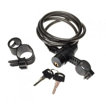 Antifurt cu cheie 8 mm x 1200 mm, culoare negru, cu suport montare Antifurt cu cheie 8 mm x 1200 mm, culoare negru, cu suport montare