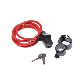 Antifurt cu cheie 8 mm x 1500 mm, culoare rosu, cu suport montare Antifurt cu cheie 8 mm x 1500 mm, culoare rosu, cu suport montare