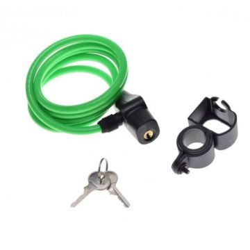 Antifurt cu cheie 8 mm x 1500 mm, culoare verde, cu suport montare Antifurt cu cheie 8 mm x 1500 mm, culoare verde, cu suport montare