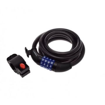 Antifurt cu cifru 12 mm x 1800 mm, culoare negru, cu suport montare Antifurt cu cifru 12 mm x 1800 mm, culoare negru, cu suport montare