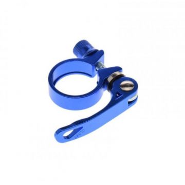 Colier tija sa, prindere rapida, 31.8mm, culoare albastru, din aluminiu Colier tija sa, prindere rapida, 31.8mm, culoare albastru, din aluminiu