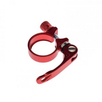 Colier tija sa, prindere rapida, 31.8mm, culoare rosu, din aluminiu Colier tija sa, prindere rapida, 31.8mm, culoare rosu, din aluminiu