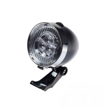 Lampa fata biciclete retro, 3 led-uri, culoare negru Lampa fata biciclete retro, 3 led-uri, culoare negru