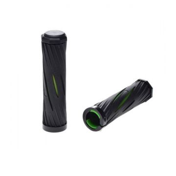 Mansoane bicicleta din cauciuc, 120mm, culoare negru verde Mansoane bicicleta din cauciuc, 120mm, culoare negru verde