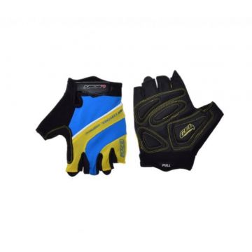 Manusi ciclisti adulti, culoare galben albastru, marime XL Manusi ciclisti adulti, culoare galben albastru, marime XL