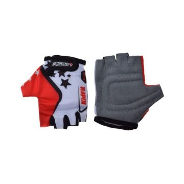 Manusi ciclisti copii, culoare alb rosu, marime 3XS Manusi ciclisti copii, culoare alb rosu, marime 3XS