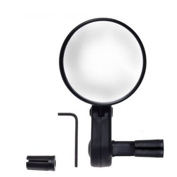 Oglinda bicicleta, forma rotunda, montaj in capatul gidonului, din plastic Oglinda bicicleta, forma rotunda, montaj in capatul gidonului, din plastic