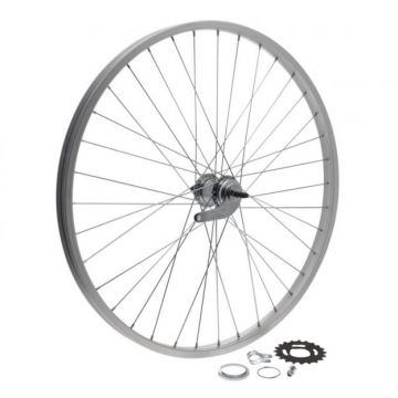 Roata spate simpla 26  , frana in butuc, culoare argintie Roata spate simpla 26  , frana in butuc, culoare argintie