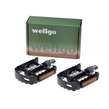 Set 2 pedale Wellgo din aluminiu pentru bicicleta, filet 9 16, culoare negru Set 2 pedale Wellgo din aluminiu pentru bicicleta, filet 9 16, culoare negru