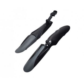 Set aparatori noroi fata+spate, pentru biciclete cu amortizoare, roata 24 - 28 inch, culoare negru gri Set aparatori noroi fata+spate, pentru biciclete cu amortizoare, roata 24 - 28 inch, culoare negru gri