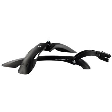 Set aparatori noroi fata+spate plastic, roata 24  -29  , culoare negru alb Set aparatori noroi fata+spate plastic, roata 24  -29  , culoare negru alb