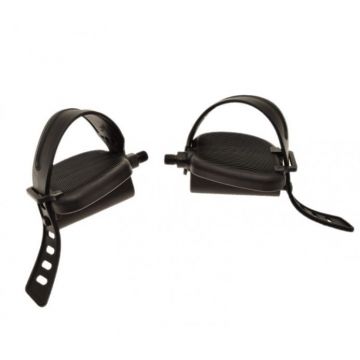 Set pedale bicicleta + ratrape cauciuc, filet 1 2, culoare negru Set pedale bicicleta + ratrape cauciuc, filet 1 2, culoare negru