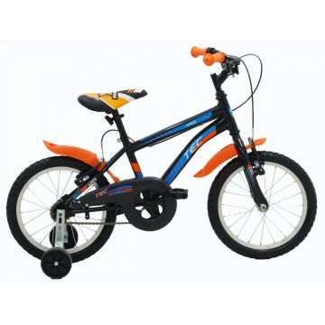 Bicicleta copii TEC Ares, culoare negru portocaliu, roata 16  , din otel Bicicleta copii TEC Ares, culoare negru portocaliu, roata 16  , din otel