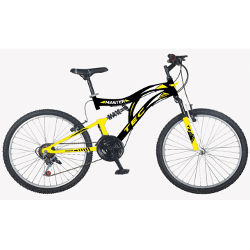 Bicicleta copii Tec Master full suspensie, roata 20  , culoare negru galben Bicicleta copii Tec Master full suspensie, roata 20  , culoare negru galben