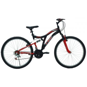 Bicicleta copii Tec Master full suspensie, roata 26  , culoare negru rosu Bicicleta copii Tec Master full suspensie, roata 26  , culoare negru rosu
