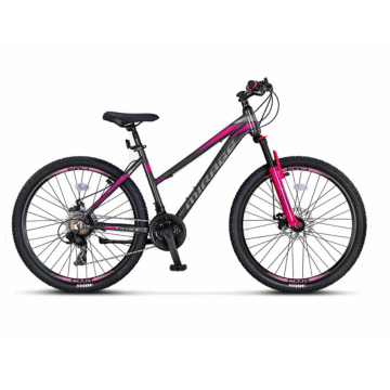 Bicicleta MTB Umit Mirage Lady 2D, 21 viteze, culoare gri roz, roata 26  , cadru din aluminiu, frana disc Bicicleta MTB Umit Mirage Lady 2D, 21 viteze, culoare gri roz, roata 26  , cadru din aluminiu, frana disc