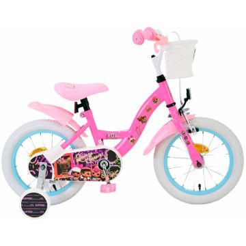 Bicicleta pentru fete LOL Surprise, 14 inch, culoare roz, frana de mana fata + contra Bicicleta pentru fete LOL Surprise, 14 inch, culoare roz, frana de mana fata + contra
