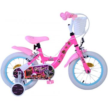 Bicicleta pentru fete LOL Surprise, 14 inch, culoare roz, frana de mana fata si contra spate Bicicleta pentru fete LOL Surprise, 14 inch, culoare roz, frana de mana fata si contra spate