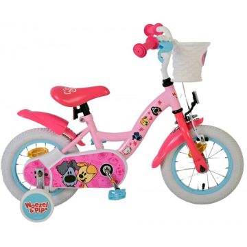 Bicicleta pentru fete Woezel  Pip, 12 inch, culoare roz, frana de mana fata si contra spate Bicicleta pentru fete Woezel  Pip, 12 inch, culoare roz, frana de mana fata si contra spate