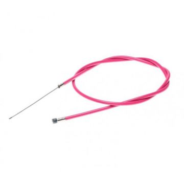Cablu frana spate cu teaca, pentru biciclete, lungime cablu 1650mm, lungime teaca 1500mm, culoare roz Cablu frana spate cu teaca, pentru biciclete, lungime cablu 1650mm, lungime teaca 1500mm, culoare roz