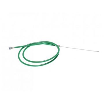 Cablu frana spate cu teaca, pentru biciclete, lungime cablu 1650mm, lungime teaca 1500mm, culoare verde Cablu frana spate cu teaca, pentru biciclete, lungime cablu 1650mm, lungime teaca 1500mm, culoare verde