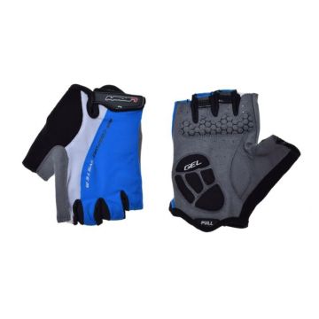 Manusi ciclism adulti, Leoshi, cu gel, culoare albastru alb, marime L Manusi ciclism adulti, Leoshi, cu gel, culoare albastru alb, marime L