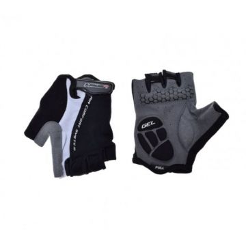 Manusi ciclism adulti, Leoshi, cu gel, culoare negru alb, marime L Manusi ciclism adulti, Leoshi, cu gel, culoare negru alb, marime L