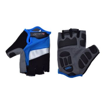 Manusi ciclism adulti, Leoshi, cu gel, culoare negru albastru alb, marime M Manusi ciclism adulti, Leoshi, cu gel, culoare negru albastru alb, marime M