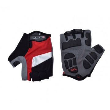 Manusi ciclism adulti, Leoshi, cu gel, culoare negru rosu alb, marime XL Manusi ciclism adulti, Leoshi, cu gel, culoare negru rosu alb, marime XL