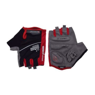 Manusi ciclism adulti, Leoshi, cu gel, culoare negru rosu, marime XL Manusi ciclism adulti, Leoshi, cu gel, culoare negru rosu, marime XL