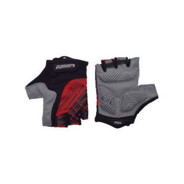 Manusi ciclism adulti, Leoshi, cu gel, marime L, culoare negru rosu Manusi ciclism adulti, Leoshi, cu gel, marime L, culoare negru rosu