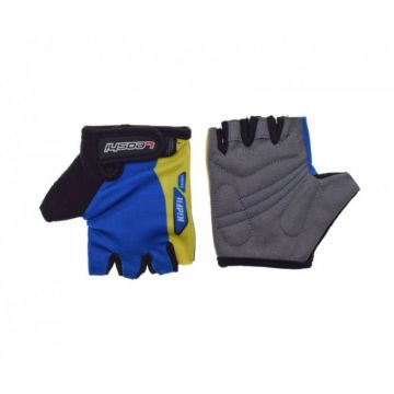 Manusi ciclisti copii, KidFit, culoare albastru galben, marime S Manusi ciclisti copii, KidFit, culoare albastru galben, marime S