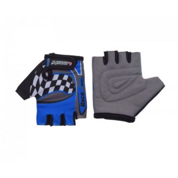 Manusi ciclisti copii, RaceLine, culoare negru albastru, marime S Manusi ciclisti copii, RaceLine, culoare negru albastru, marime S